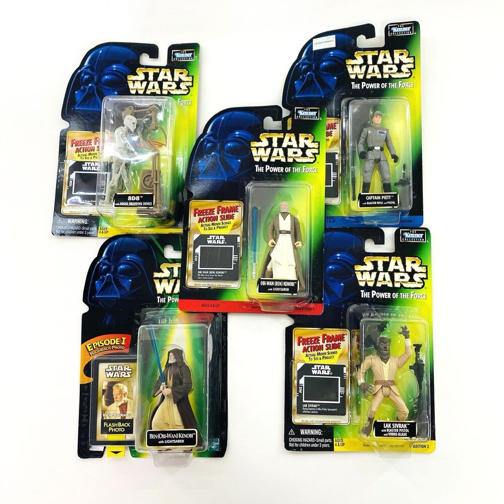 Star Wars Power of the Force Action Figure Toy Lot of 5 Obi-wan, Lak, 8D8, Piett